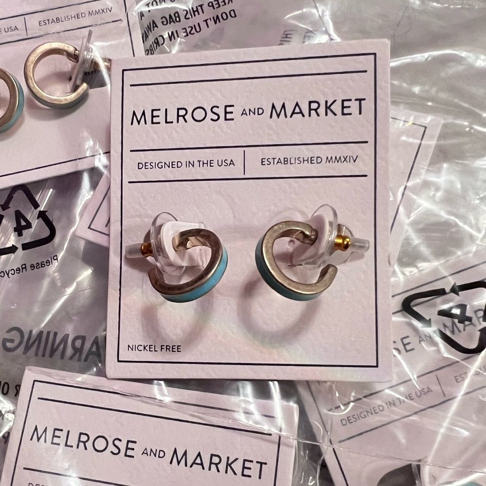 Wholesale 5 Pairs Of Melrose And Market Blue Enamel Huggies